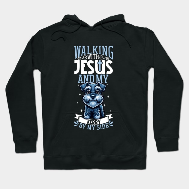 Jesus and dog - Kerry Blue Terrier Hoodie by Modern Medieval Design